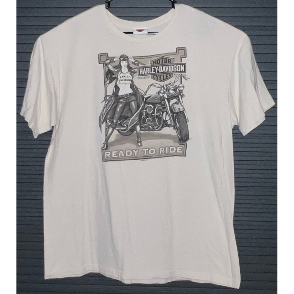 Harley-Davidson Mens Graphic Tee Ready To Ride Cozumel Mexico 2XL Pin Up Girl‎